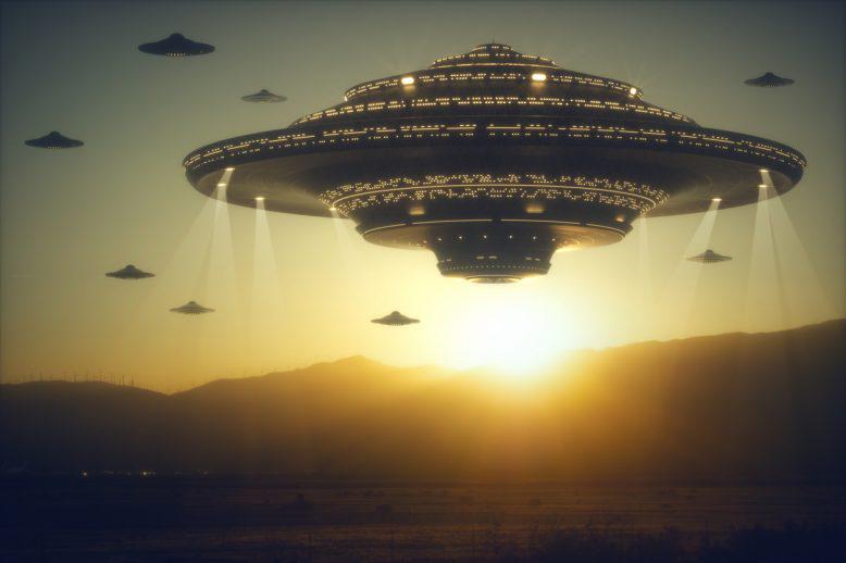 alien space ship in the sky