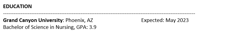 Resume Education Section