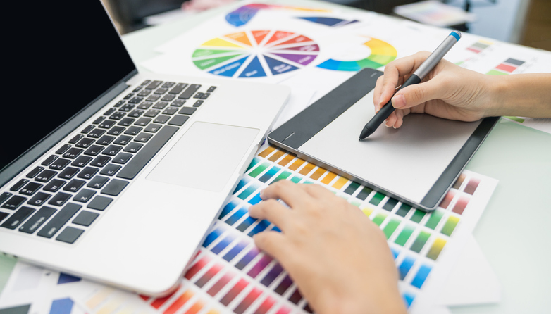 Graphic designer at work